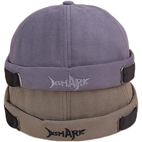 4UFIT Brimless Docker Leon Hat Rolled Cuff Harbour Shark Embroidery Skull Docker Beanie Cap for Men & Women, Grün+Grau, Einheitsgr��e von 4UFIT