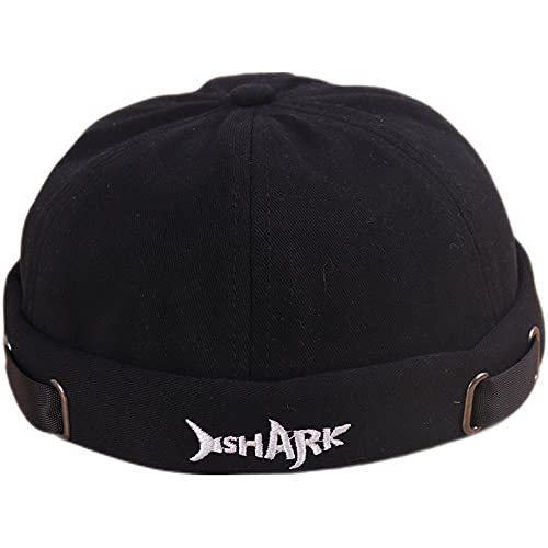 4UFIT Brimless Docker Leon Hat Rollige Manschette Hafen-Hai Stickerei Skull Docker Beanie Cap für Männer & Frauen, Schwarz, Einheitsgr��e von 4UFIT