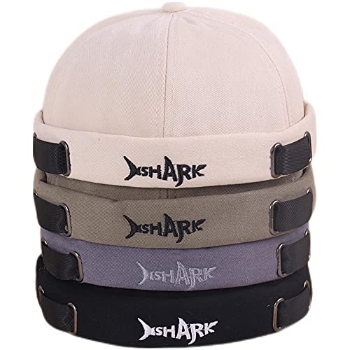 4UFiT Brimless Docker Leon Hat Rolled Cuff Harbour Shark Stickerei Skull Docker Beanie Cap für Damen & Herren, Black+beige+green+gray, Einheitsgröße von 4UFIT