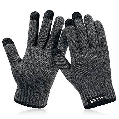 4UMOR Winterhandschuhe, Strick Fingerhandschuhe mit Herrenhandschuhe (M) von 4UMOR