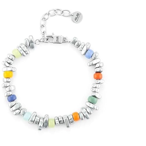 4US Cesare Paciotti Herren-Armband aus der Kollektion 2024. Schmuck aus Stahl mit farbigem Glas. Länge 18 cm + 4 Verlängerungen mit Papageien-Verschluss. Die Referenz ist: 4UBR6767, Legierter Stahl von 4US Cesare Paciotti