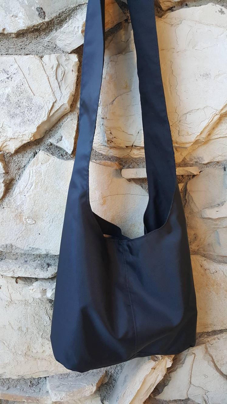 Schwarze Hobotasche Aus Nylon Oder Canvas. Handtaschen, Schultertasche, Schwarze Boho Tasche, Crossbody Slouch Handtaschen von 4girlsbags