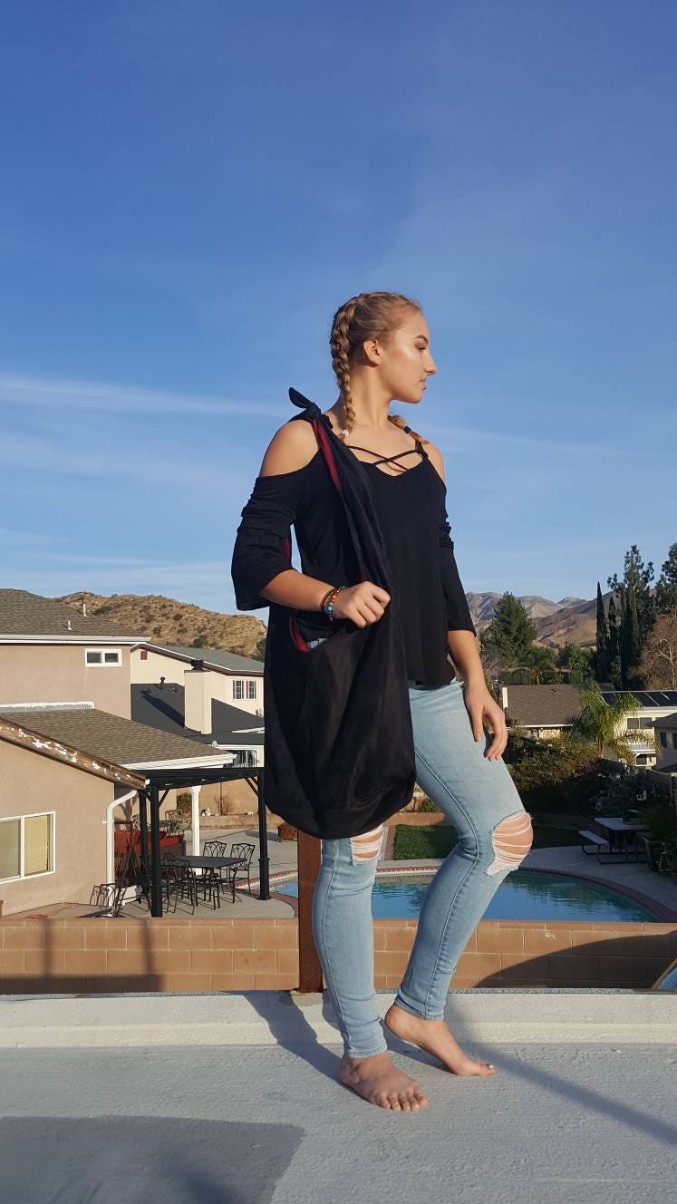 Schwarze Wildleder Geknotete Hobo Tasche, Schwarze Handtasche, Schultertasche, Vegane Tasche Schwarze Wildleder Geknotete Hobo Tasche, Schwarze Handtasche, Schultertasche, Vegane Tasche von 4girlsbags