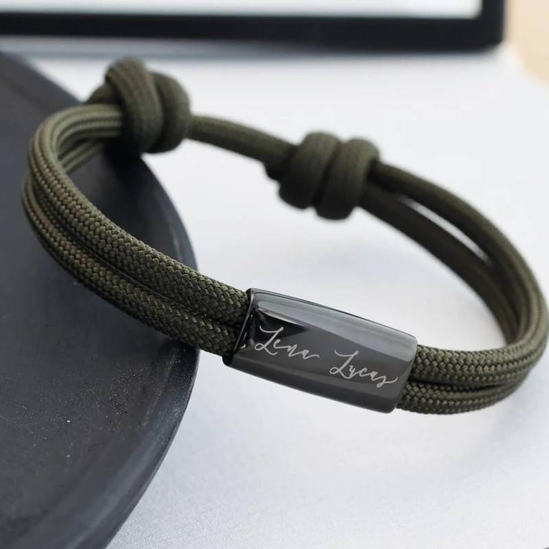 Personalisierbares Paracord-Armband Mit Gravierter Platte | Verstellbares Armband Für Männer Handgefertigtes Geschenk Sie & Ihn von 4him2com