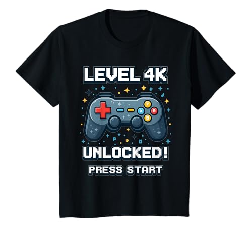 Kinder 4K Retro-Gamer für Jungen zum Schulanfang, 4K, freigeschaltet T-Shirt von 4k Boys Back to School Retro Gamer 4k Unlocked Tee