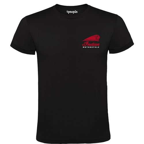 4people Indian Motorcycle T-Shirt Schwarz - Stil und Komfort auf Rädern für Herren, 100% Baumwolle, Größe S M L XL XXL, Schwarz , XL von 4people