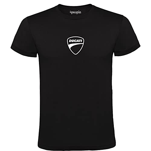 4people Schwarzes T-Shirt mit Ducati Logo 100% Baumwolle Herren Größen S M L XL XXL, Schwarz , S von 4people