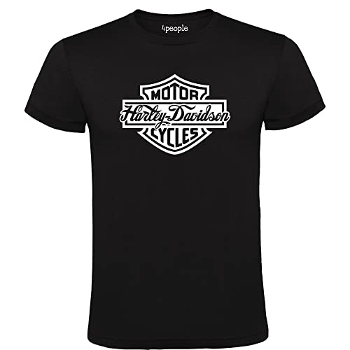 Schwarzes T-Shirt mit Harley Davidson Logo 100% Baumwolle für Herren Größen S M L XL XXL, Schwarz , XL von 4people