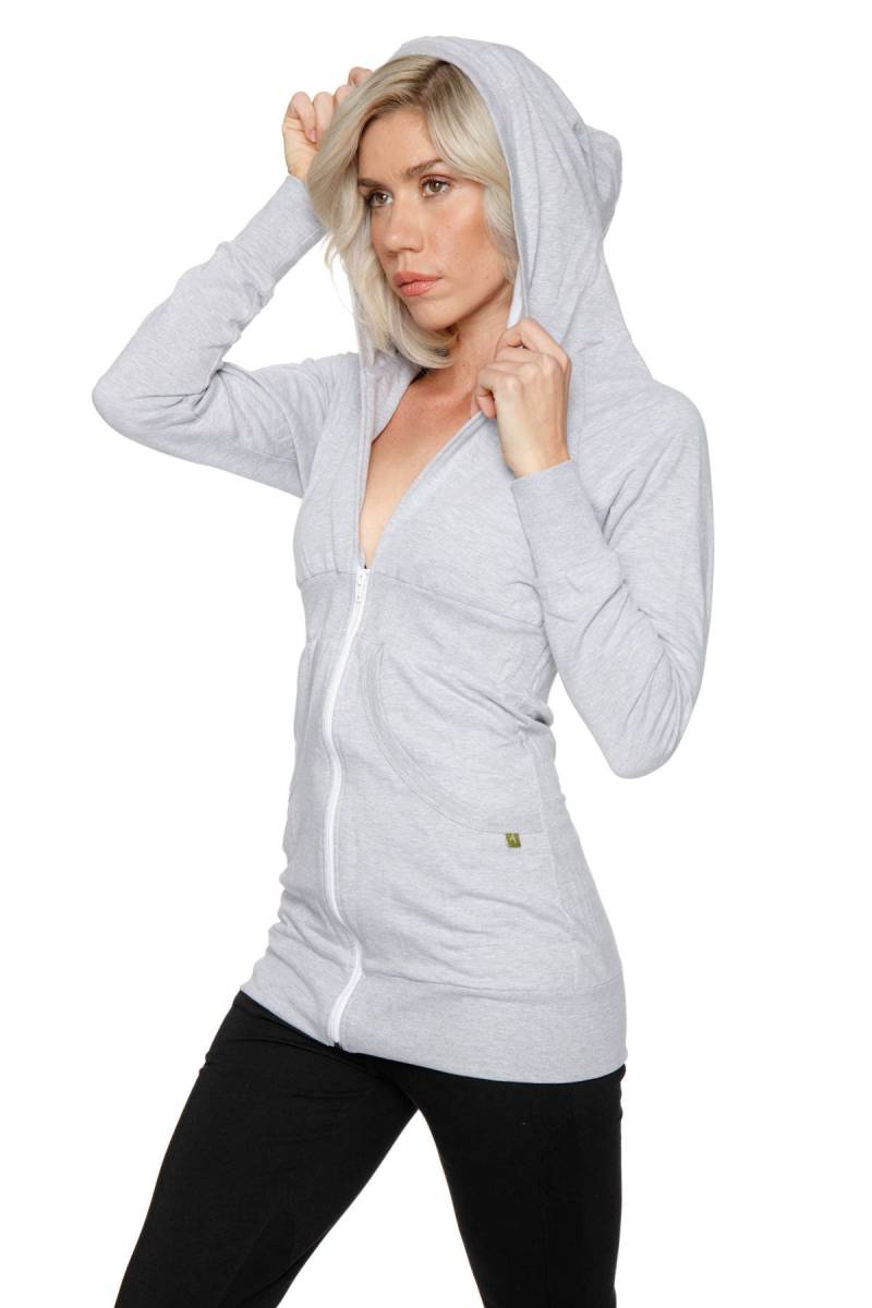 Frauen Zip-Up Long Body Kapuzenpullover von 4rthYogaClothing