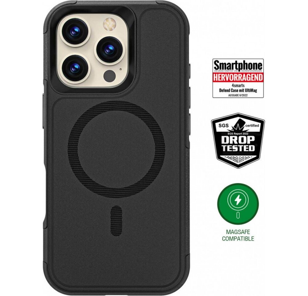 4smarts Handytasche Defend Case für iPhone 16 Pro Max, MagSafe, schwarz (MagSafe-kompatibles Design) von 4smarts