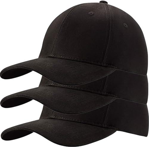 4sold (3 Stück) Baseballkappe für Männer und Frauen, 100% Baumwolle, Baseballkappe, Sport, lässig, einfarbig, Sonnenhut, Messing, Polo-Stil, klassisch, Farbset 1, One Size von 4sold