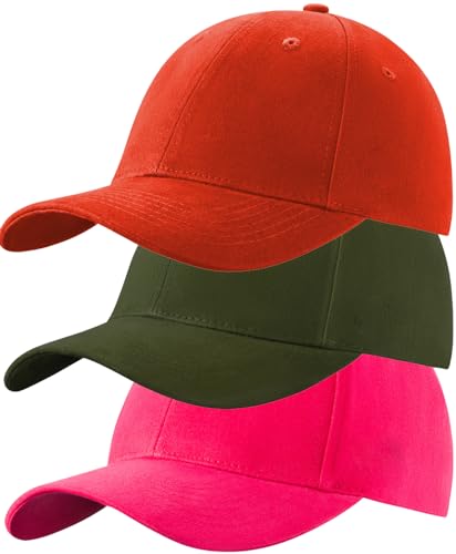 4sold (3 Stück) Baseballkappe für Herren und Damen, 100% Baumwolle, Baseballkappe, Sport, lässig, einfarbig, Sonnenhut, Hüte, Messing, Polo-Stil, klassisch, Farbe Set 3, One Size von 4sold