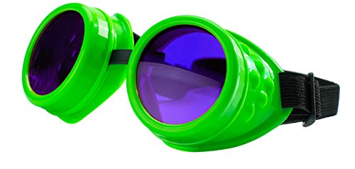 4sold (TM Steampunk Antique Copper Cyber Goggles Rave Goth Vintage Victorian Like Sunglasses All Pictures (Goggle neo Green with Free lensses and Stickers) von 4sold