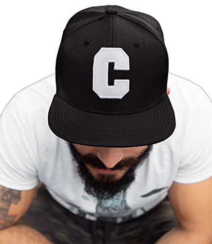4sold ABC Letter Snapback Cap in Black/White with Letters A to Z Schwarz (C) von 4sold