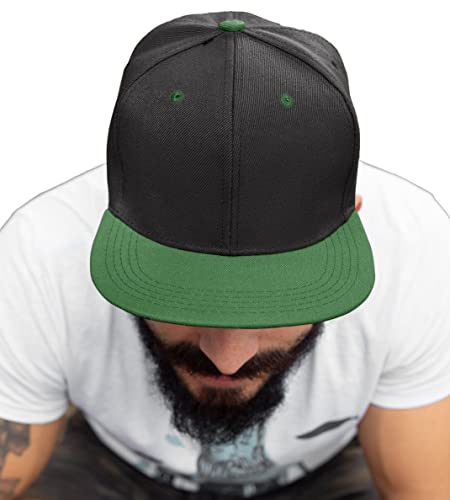 4sold ABC Rot Schwarz Cap Snapback Baseballkappe Druckknopfverschluss verstellbar mit flachem Schirm viele Farben (Black Green) von 4sold