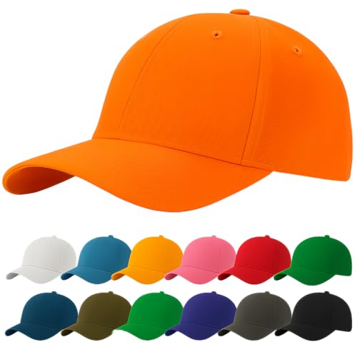 4sold Baseball Cap Unisex Baumwolle Baseball Mützen Reine Farbe Baseboard Baseballkappe (Orange) von 4sold
