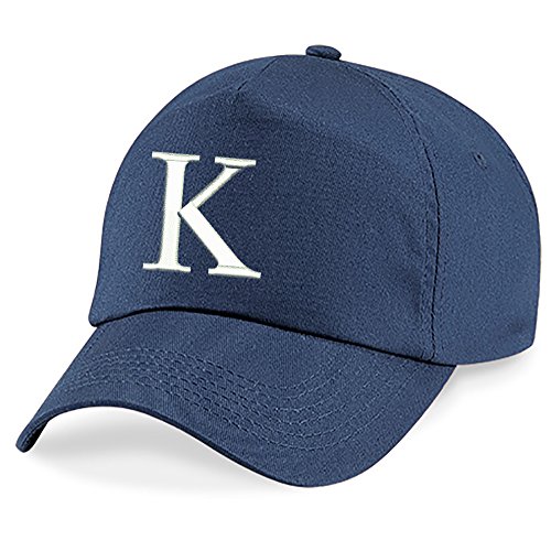 4sold Bindemütze Babymütze Jungen Mütze Kleinkindmütze Sommermütze 100% Baumwolle Mädchen Unisex Kinder Hut Kinder Kappe Navy blau Alphabet A-Z Cap von 4sold