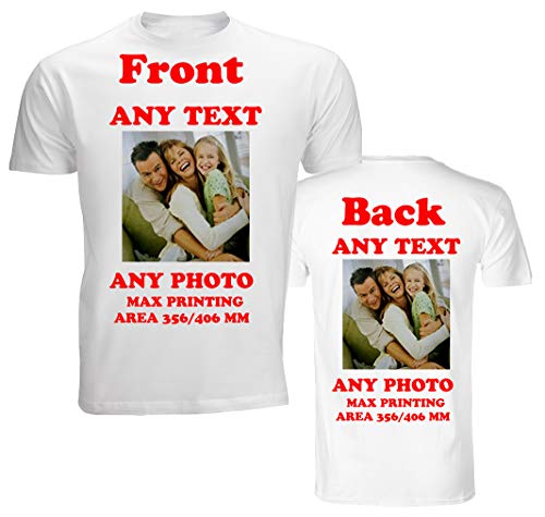 4sold Erstellen Sie Ihre eigenen personalisierte t-Shirt Uinisex Herren Kinder Beliebiges Foto Beliebiger Text, (Vorderseite Rückseite Weiß, Unisex 3XL) von 4sold