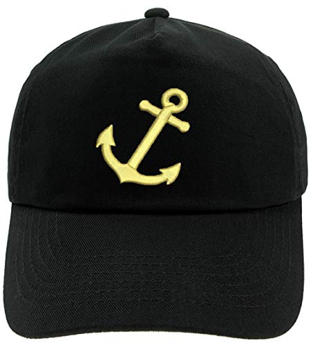 4sold Erwachsene und Kinder Kapitänsmütze Cap Captain Cabin Boy Crew Yachting Baseballmütze Inschrift Schriftzug Schwarz Gold Weiss Army Military Baseballmütze Security (Anchor, Erwachsener) von 4sold