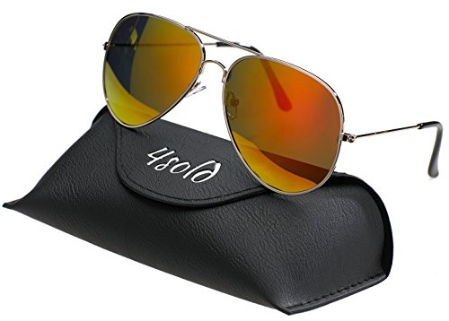 4sold Herren Damen Kinder Sonnenbrille Polarisierte UV 400 Schutz Metall Box (Kinder, Orange) von 4sold