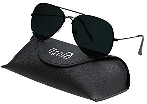 4sold Herren Damen Kinder Sonnenbrille Polarisierte UV 400 Schutz Metall Box (Kinder, Schwarz Schwarz) von 4sold