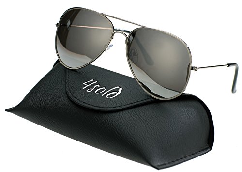 4sold Herren Damen Kinder Sonnenbrille Polarisierte UV 400 Schutz Metall Box (Kinder, Silber) von 4sold
