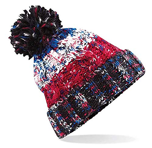 4sold Herren Damen Wurm Winter Style Beanie Strickmütze Mütze mit Fellbommel Bommelmütze HAT SKI Gestrickte Pudelmütze Plain Ski Pom Wooly Cap (Einheitsgröße, Black Jacks) von 4sold