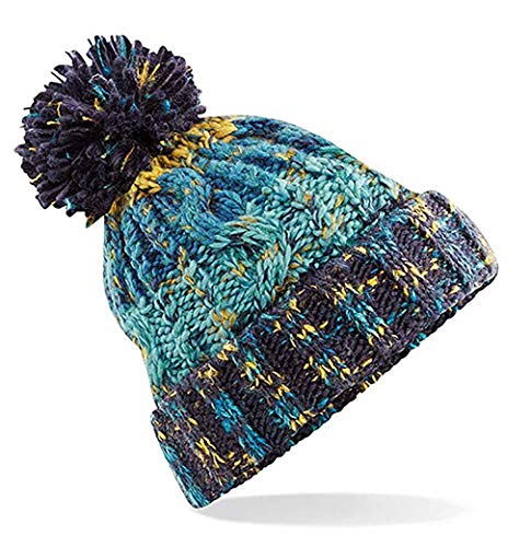 4sold Herren Damen Wurm Winter Style Beanie Strickmütze Mütze mit Fellbommel Bommelmütze HAT SKI Gestrickte Pudelmütze Plain Ski Pom Wooly Cap (Einheitsgröße, Marine Splash) von 4sold