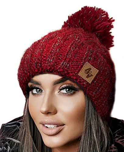 4sold Herren Beanie Mütze Warme Wintermütze mit Weichem Innenfutter Gefütterte Strickmütze Ski Pom Wooly with Full Cosy Fleece-Futter von 4sold
