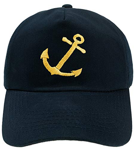 4sold Herren Kinder Kapitänsmütze Weiss Army Military Baseballmütze Security Cap Captain Ancient Mariner Captain Cabin Boy Crew First Mate Yachting Inschrift Schriftzug Gold (Anchor, Erwachsene) von 4sold