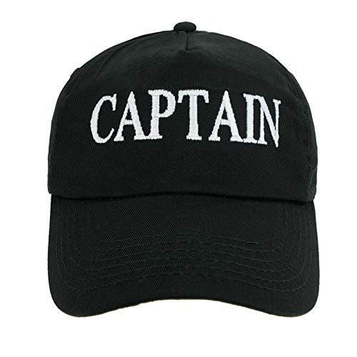 4sold Jungen Männer Frauen 100% Baumwolle Kapitän Yachting Baseball Cap Inschrift Schriftzug Sonne Sommer Hut Schwarz Weiß - Captain,Adult von 4sold