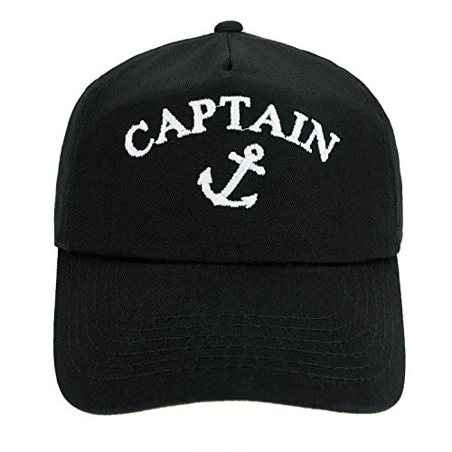 4sold Jungen Männer Frauen 100% Baumwolle Kapitän Yachting Baseball Cap Inschrift Schriftzug Sonne Sommer Hut Schwarz Weiß - Captain Anchor,Adult von 4sold