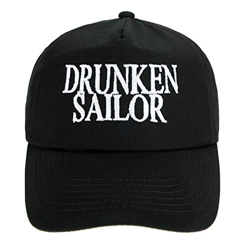 4sold Jungen Männer Frauen 100% Baumwolle Kapitän Yachting Baseball Cap Inschrift Schriftzug Sonne Sommer Hut Schwarz Weiß - Drunken Sailor,Adult von 4sold