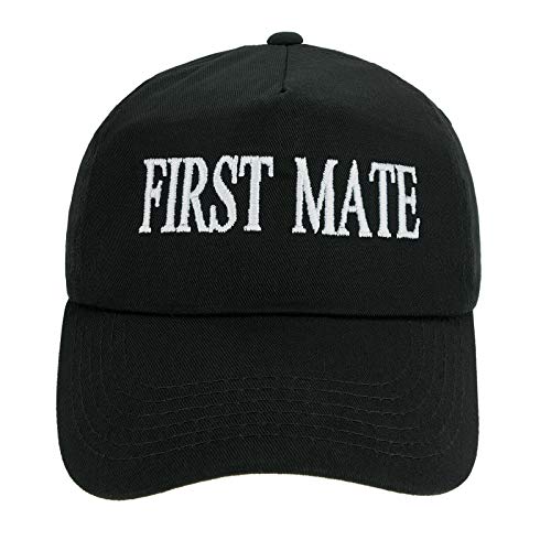 4sold Jungen Männer Frauen 100% Baumwolle Kapitän Yachting Baseball Cap Inschrift Schriftzug Sonne Sommer Hut Schwarz Weiß - First Mate,Adult von 4sold