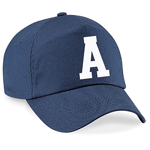 4sold Lässige 100% Baumwolle Atmungsaktiv Alphabet A-Z Marineblau Caps Weiß Brief Hut Hüte Unisex Jungen Mädchen Cap Baseball Kinder Mütze Kappe Buchstabe (A) von 4sold