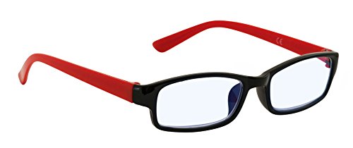 4sold Slim Damen Herren Lesebrille Blaufilterbrille Blaues Licht und UV Schutzbrille Bildschirmbrille fortgeschrittene Gamer Gamingbrille Computerbrille (Black Red, 0.50) von 4sold