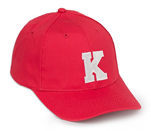 Baseballkappe / Baseballmütze, Baumwolle, Alphabet A-Z, mit Verschluss, Rot mit schwarzen Buchstaben Gr. One size, K von 4sold