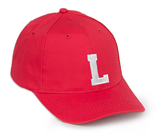 Baseballkappe / Baseballmütze, Baumwolle, Alphabet A-Z, mit Verschluss, Rot mit schwarzen Buchstaben Gr. One size, L von 4sold