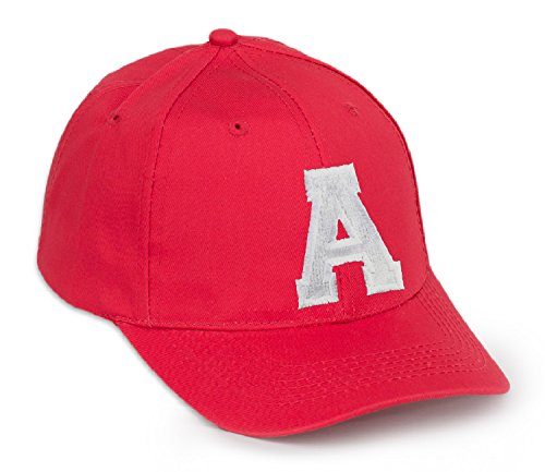 Baseballkappe / Baseballmütze, Baumwolle, Alphabet A-Z, mit Verschluss, Rot mit schwarzen Buchstaben Gr. One size, a von 4sold