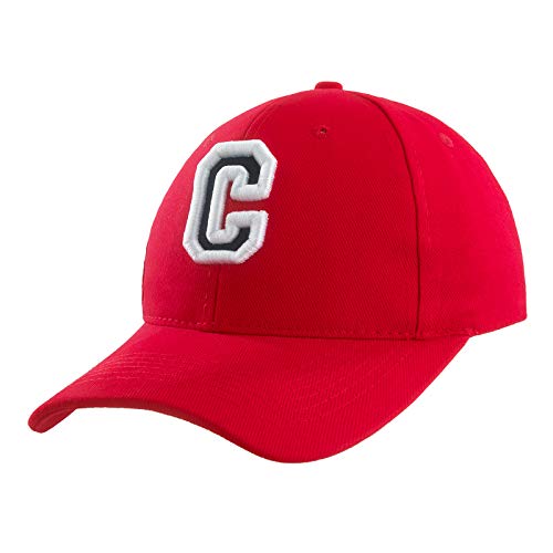 Baseballkappe 3D-Stickerei Lässige Baumwolle Alphabet A-Z Red Caps Schwarz Brief Snap Back Hut Hüte Unisex Jungen Mädchen Cap Baseball ROT Hut Kinder - C von 4sold