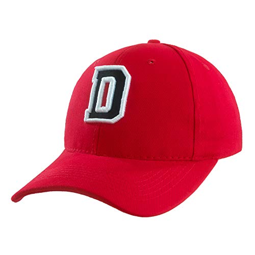 Baseballkappe 3D-Stickerei Lässige Baumwolle Alphabet A-Z Red Caps Schwarz Brief Snap Back Hut Hüte Unisex Jungen Mädchen Cap Baseball ROT Hut Kinder - D von 4sold