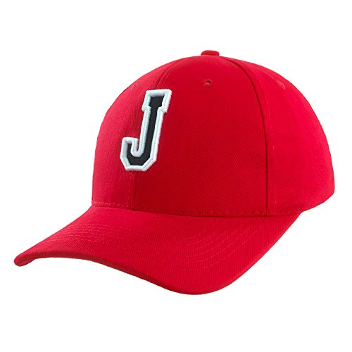 Baseballkappe 3D-Stickerei Lässige Baumwolle Alphabet A-Z Red Caps Schwarz Brief Snap Back Hut Hüte Unisex Jungen Mädchen Cap Baseball ROT Hut Kinder - J von 4sold