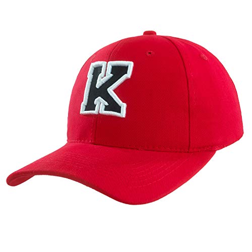 Baseballkappe 3D-Stickerei Lässige Baumwolle Alphabet A-Z Red Caps Schwarz Brief Snap Back Hut Hüte Unisex Jungen Mädchen Cap Baseball ROT Hut Kinder - K von 4sold