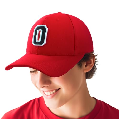 Baseballkappe 3D-Stickerei Lässige Baumwolle Alphabet A-Z Red Caps Schwarz Brief Snap Back Hut Hüte Unisex Jungen Mädchen Cap Baseball ROT Hut Kinder - O von 4sold