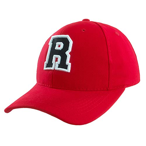 Baseballkappe 3D-Stickerei Lässige Baumwolle Alphabet A-Z Red Caps Schwarz Brief Snap Back Hut Hüte Unisex Jungen Mädchen Cap Baseball ROT Hut Kinder - R von 4sold