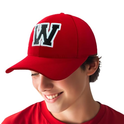 Baseballkappe 3D-Stickerei Lässige Baumwolle Alphabet A-Z Red Caps Schwarz Brief Snap Back Hut Hüte Unisex Jungen Mädchen Cap Baseball ROT Hut Kinder - W von 4sold