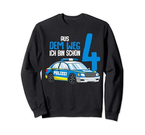 4. Geburtstag Polizei 4 Jahre Kinder Junge Sweatshirt von 4ter Kindergeburtstag Polizei Geburtstagsshirts