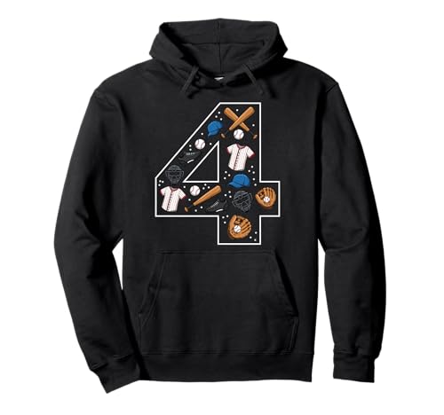 4. Geburtstag 4 Jahre alt Baseball Jungen Mädchen Baseball Pullover Hoodie von 4th Birthday 4 Year Old Baseball Boys Girls
