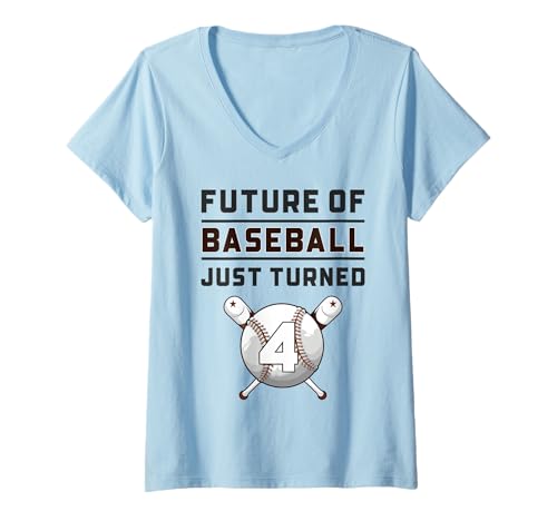Damen 4 Jahre Alter Baseball Geburtstag Junge Idee T-Shirt mit V-Ausschnitt Damen 4 Jahre Alter Baseball Geburtstag Junge Idee T-Shirt mit V-Ausschnitt von 4th Birthday 4 Year Old Baseball Gifts