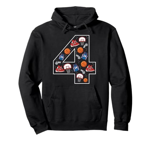 4. Geburtstag 4 Jahre alt Basketball Jungen Mädchen Basketball Pullover Hoodie von 4th Birthday 4 Year Old Basketball Boys Girls